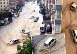 ⁨ فلج شدن زندگی در پایتخت ترکیه بر اثر باران شدید