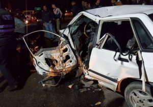 برخورد مرگبار وانت فوتون با پراید در اتوبان زنجان – قزوین