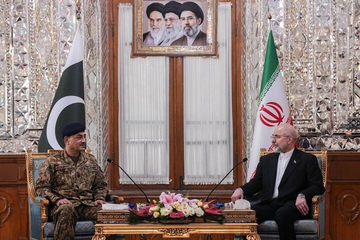 دیدار فرمانده ارتش پاکستان با رئیس مجلس شورای اسلامی