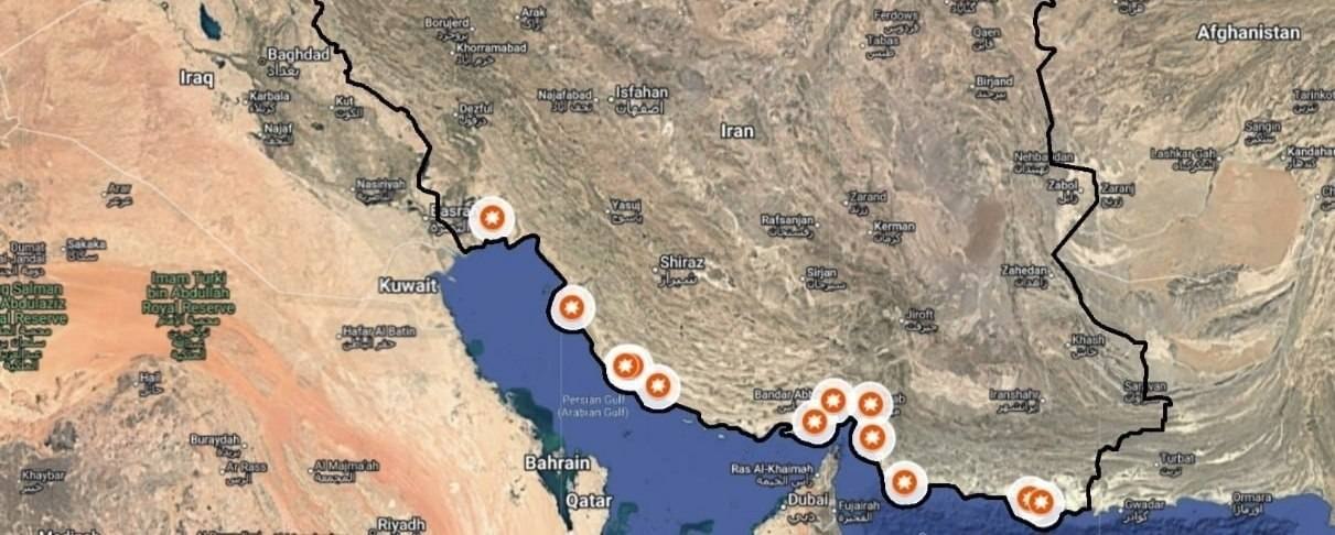 بندرعباس، سیریک، کنگان، بندر دیر، عسلویه، چابهار، کنارک، بوشهر و ماهشهر مورد حمله آمریکا قرار گرفت