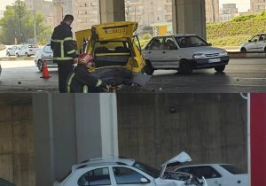 تصادف شدید کوئیک و تاکسی زیر پل شهید رئیسی اردبیل