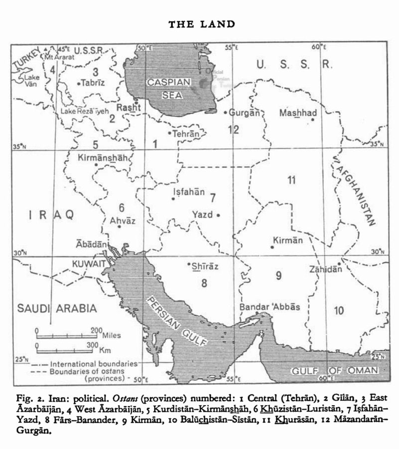 نقشه ایران در سال ۱۳۴۷؛ وقتی قم، قزوین، اردبیل، زنجان، همدان، سمنان، ایلام، چهارمحال‌وبختیاری و کهگیلویه‌وبویراحمد هنوز استان نبودند!
