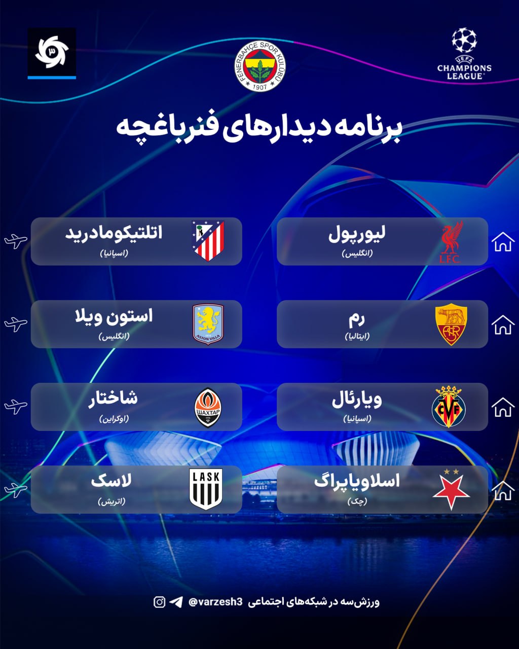 قرعه سخت فنرباغچه در لیگ قهرمانان، از لیورپول و رم تا اتلتیکومادرید‌!