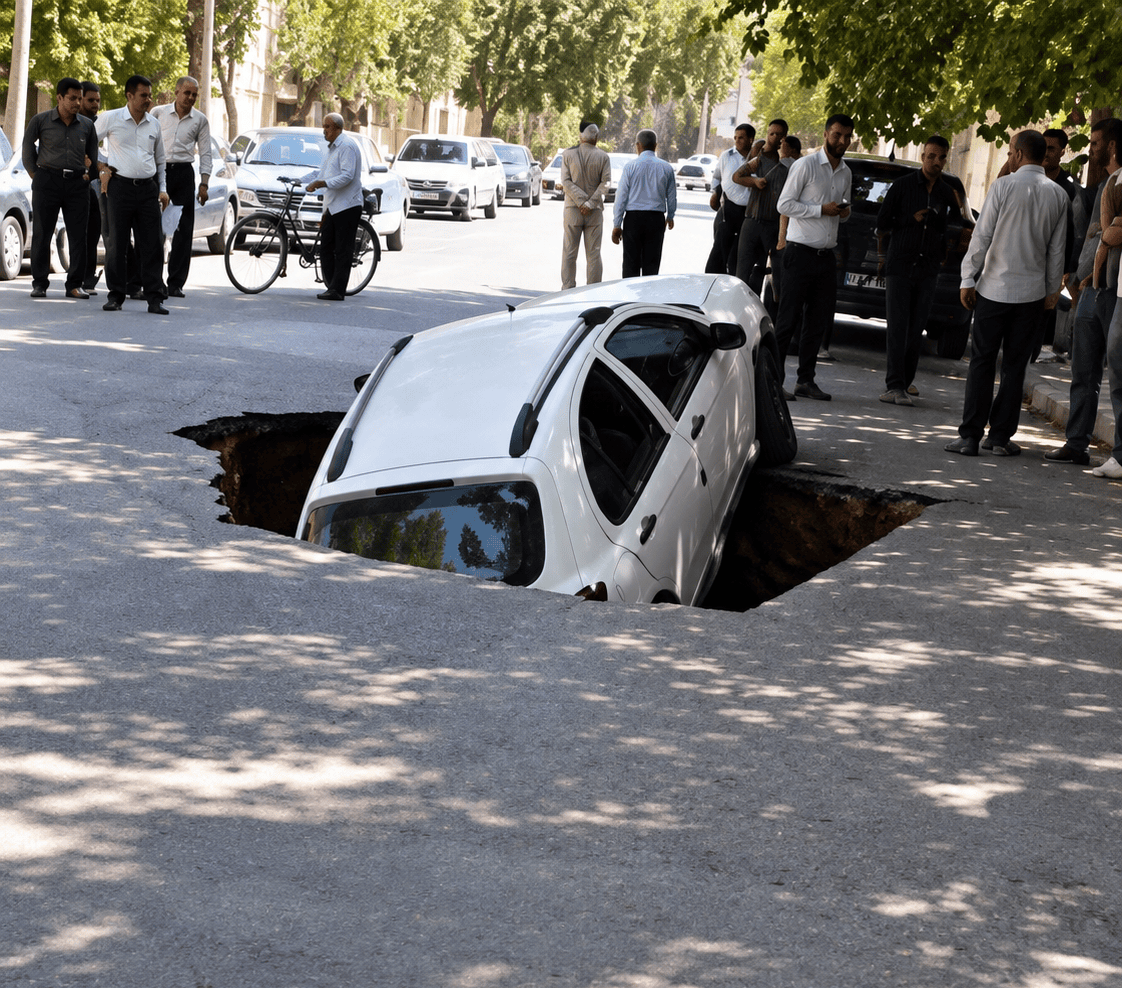 زمین در نیشابور دهان باز کرد و «کوییک» را بلعید