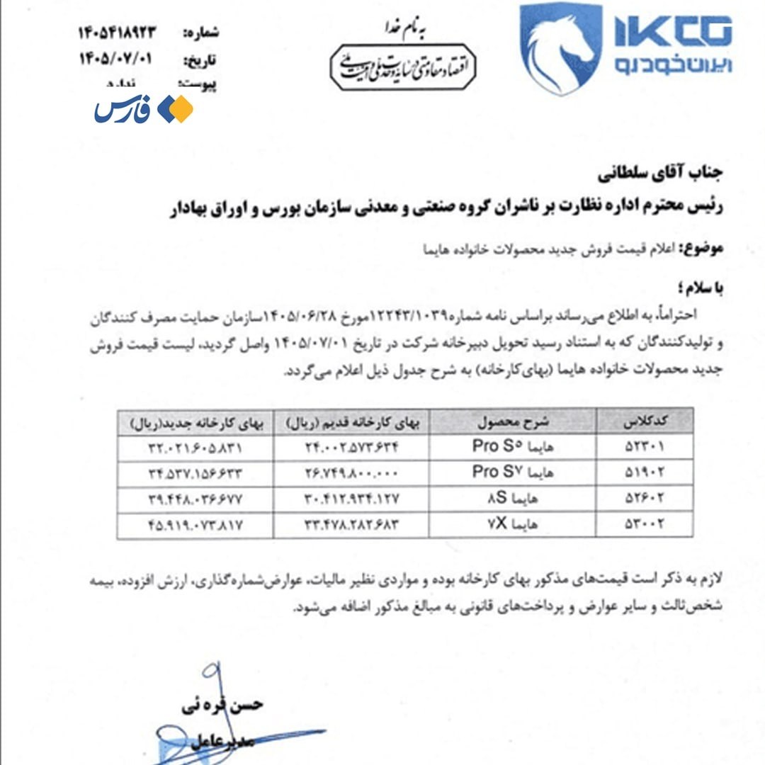 هایما 7X بیش از ۱.۲ میلیارد تومان گران شد!